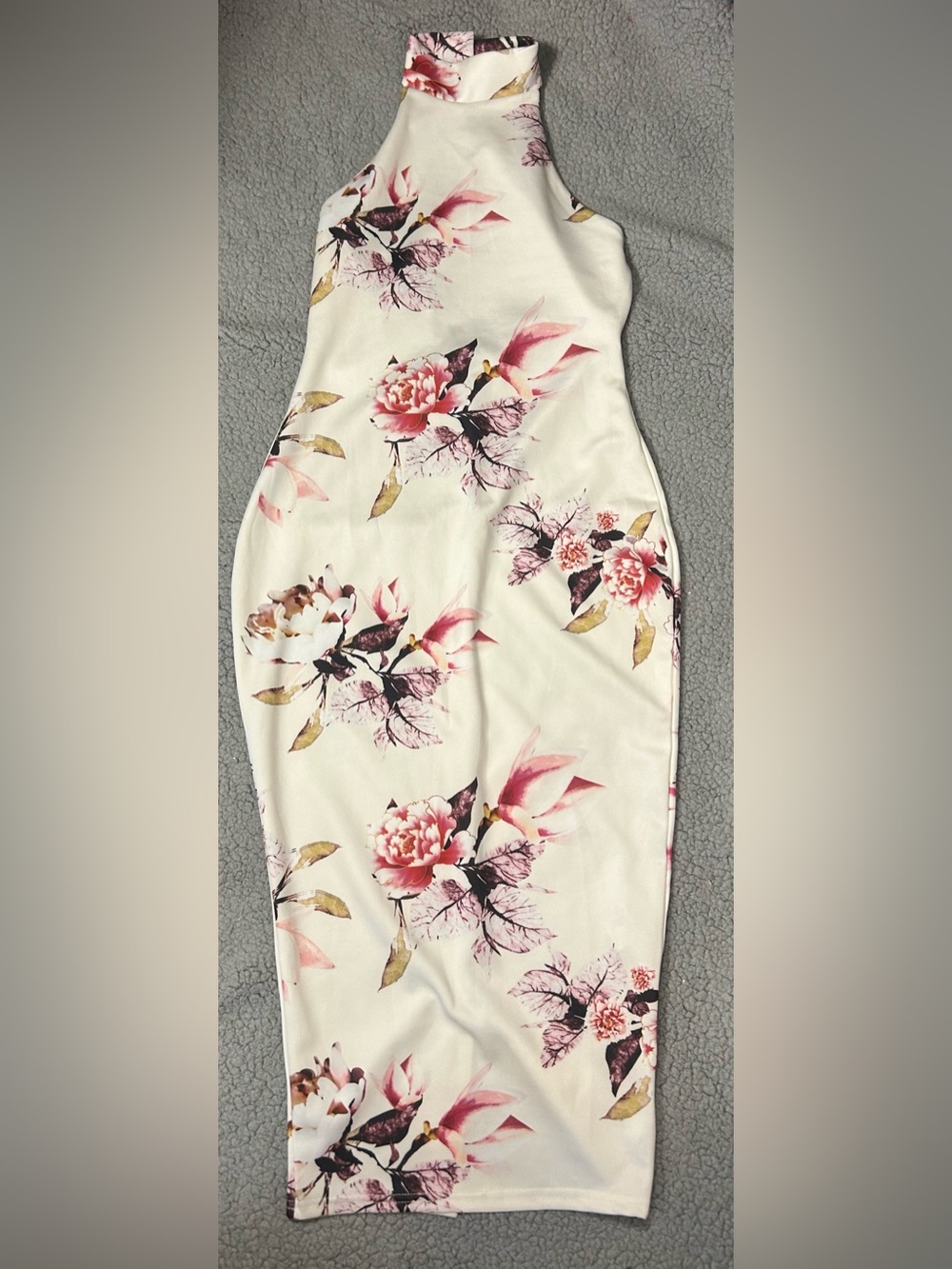 NWT Boohoo White Floral Backless Halter Dress Size US 6